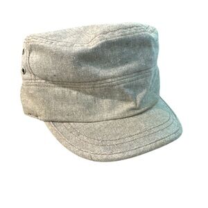 🟢 D&Y Elastafit Gray Linen Military Unisex Hat Size Medium/Large